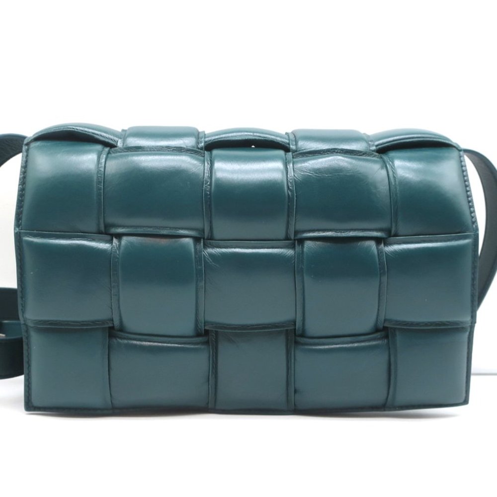 BOTTEGA VENETA PADDED CASSETTE BAG TEAL INTRECCIATO LEATHER CROSSBODY NEW - Picture 3 of 12